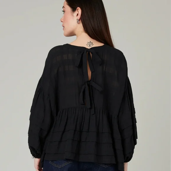 Beyond Nine Simone Black Cotton Top, Size L/XL - Picture 4 of 13